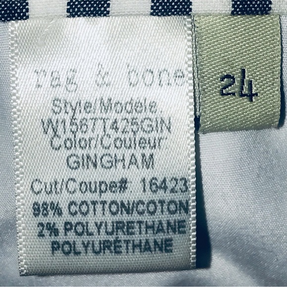 rag & bone NY Ashling 10 Inch Capri Jeans in Black/White Gingham Print size 24 - Picture 11 of 16